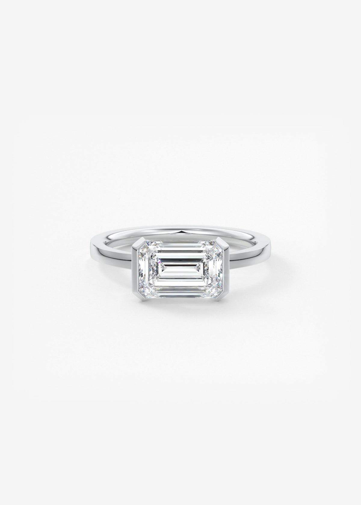 Emerald East West Half Bezel Lab Grown Diamond Engagement Ring