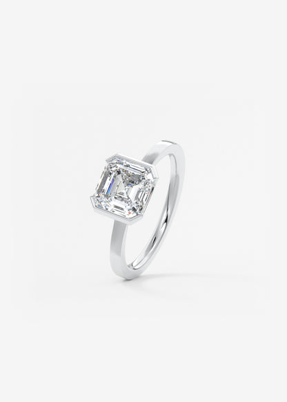 Asscher East West Half Bezel Lab Grown Diamond Engagement Ring