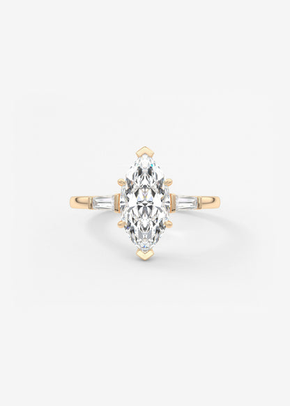 Marquise Three Stone Lab Grown Diamond Engagement Ring