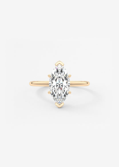 Marquise Three Stone Bezel Lab Grown Diamond Engagement Ring