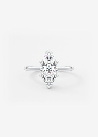 Marquise Three Stone Bezel Lab Grown Diamond Engagement Ring