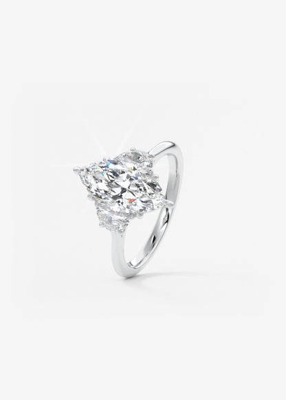 Marquise Three Stone Lab Grown Diamond Engagement Ring