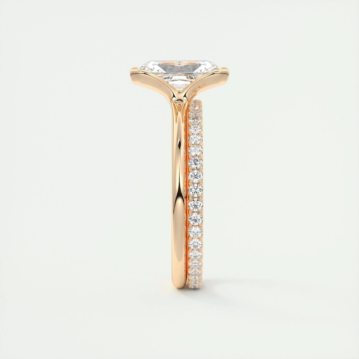 2.10 CT Radiant  Solitaire Half Bezel Moissanite Engagement Ring