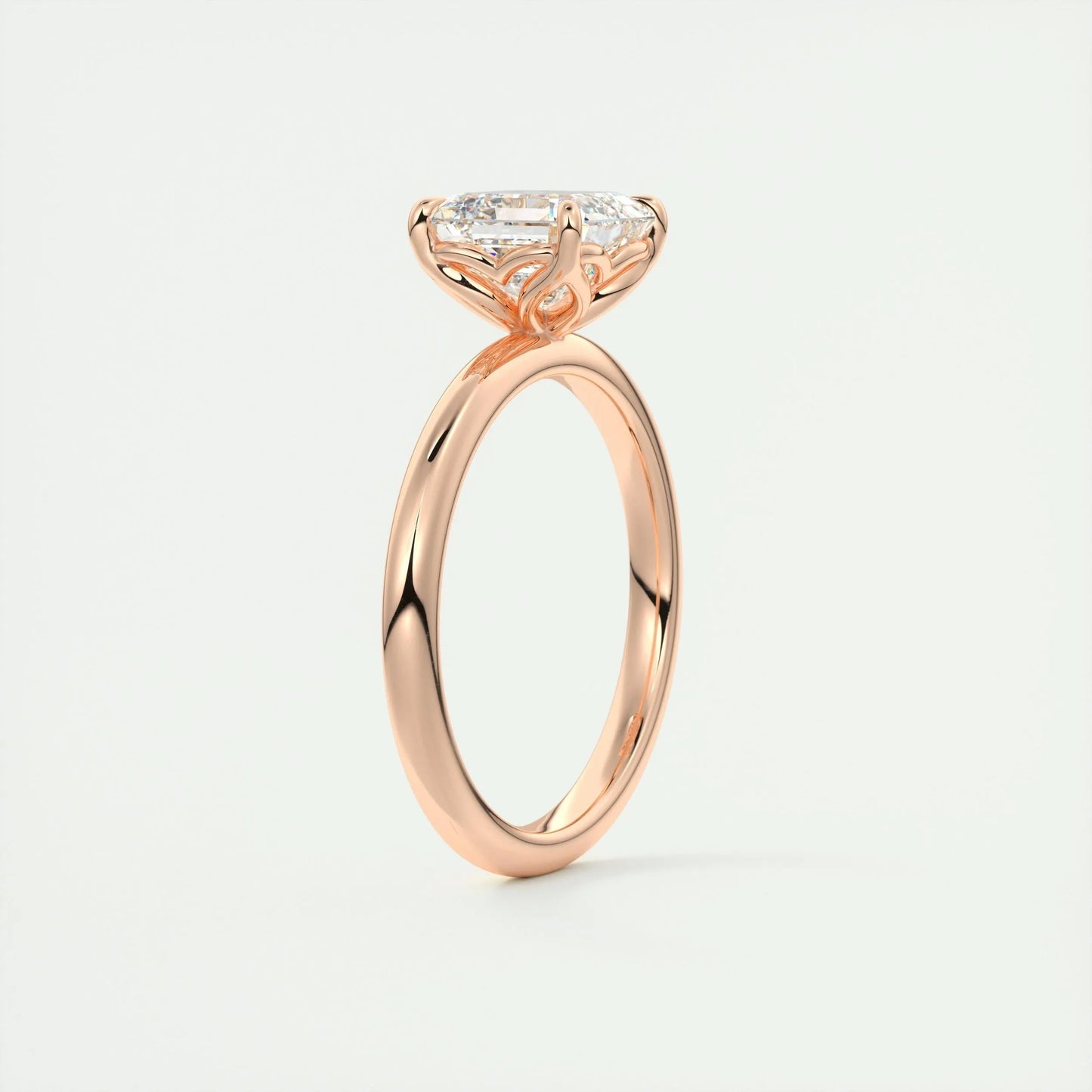 2.03 CT Asscher Cut Solitaire Moissanite Engagement Ring