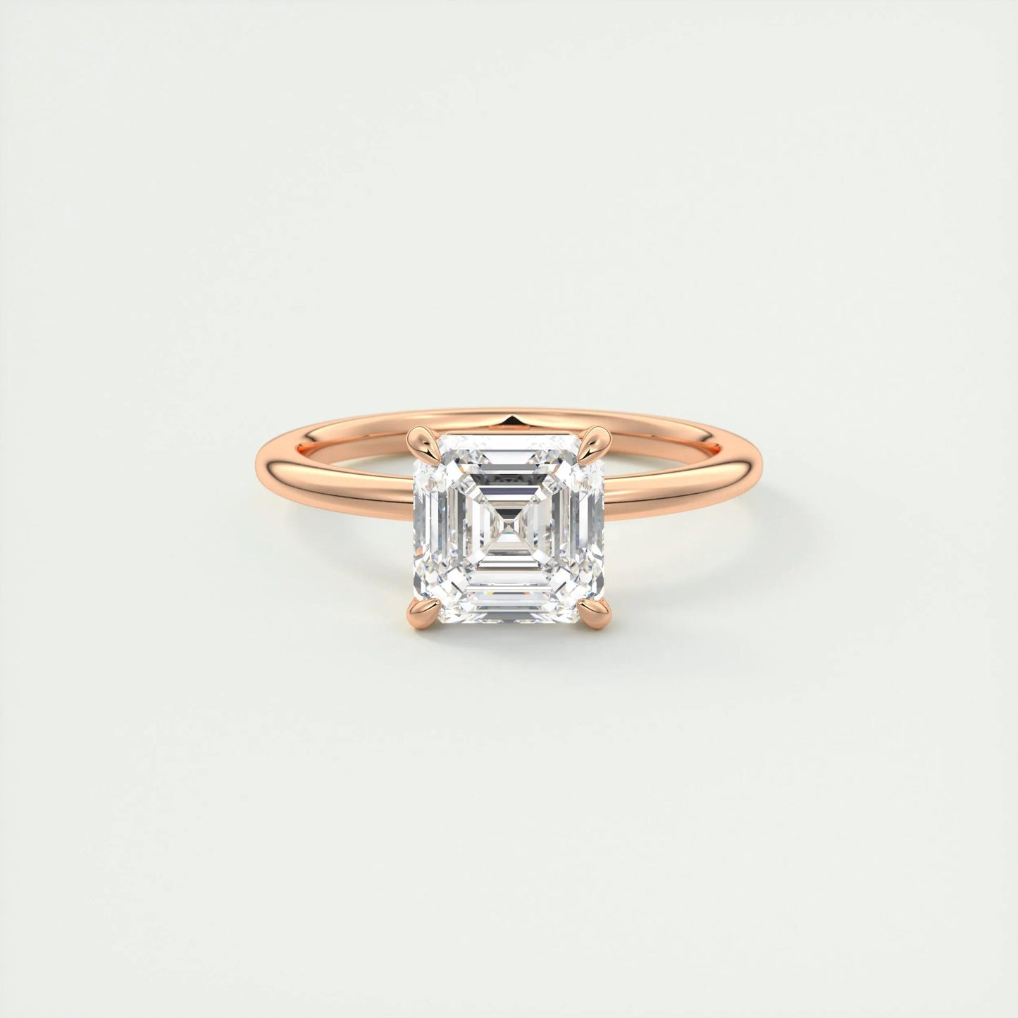 2.03 CT Asscher Cut Solitaire Moissanite Engagement Ring
