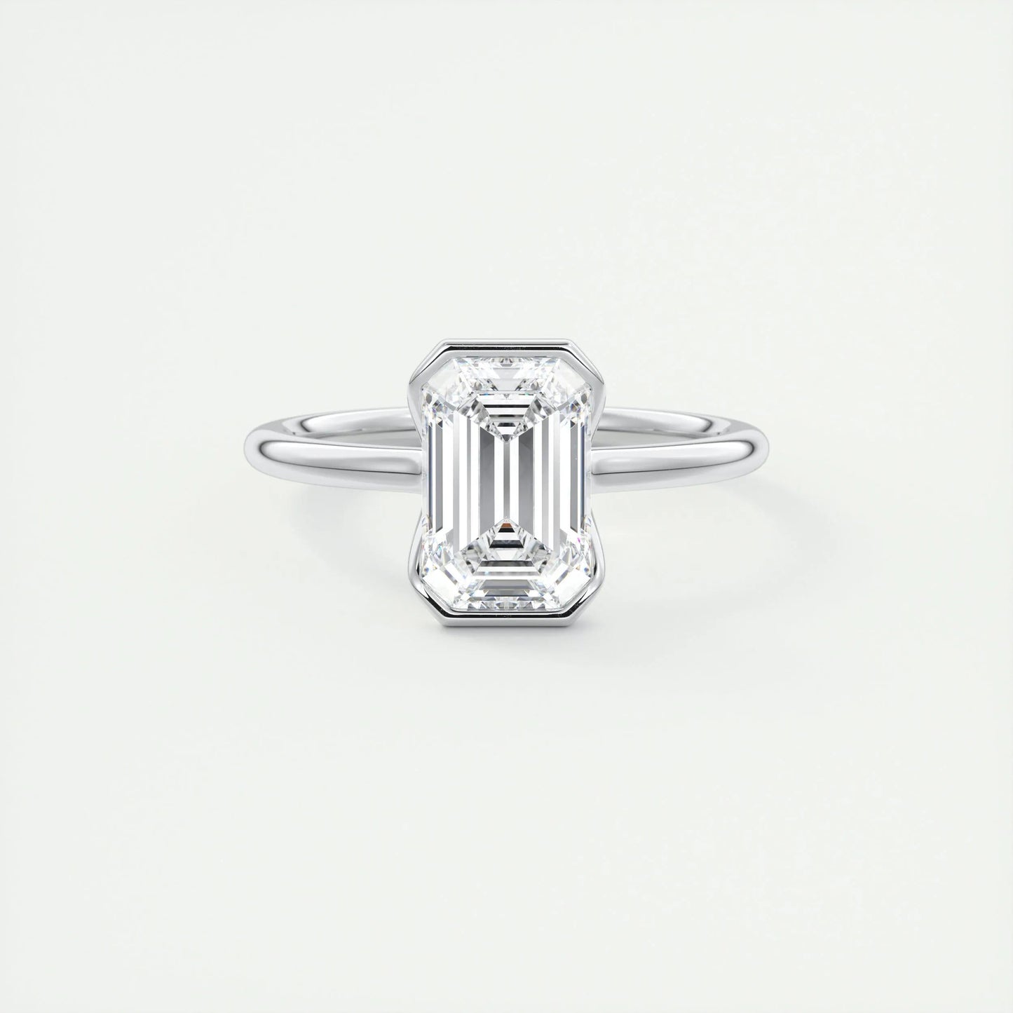 1.91 CT Emerald Half Bezel Solitaire Moissanite Engagement Ring