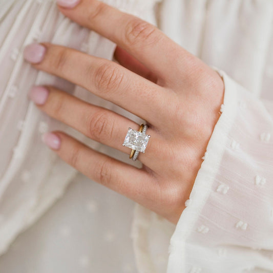 4.2 CT Radiant Hidden Halo Moissanite Engagement Ring