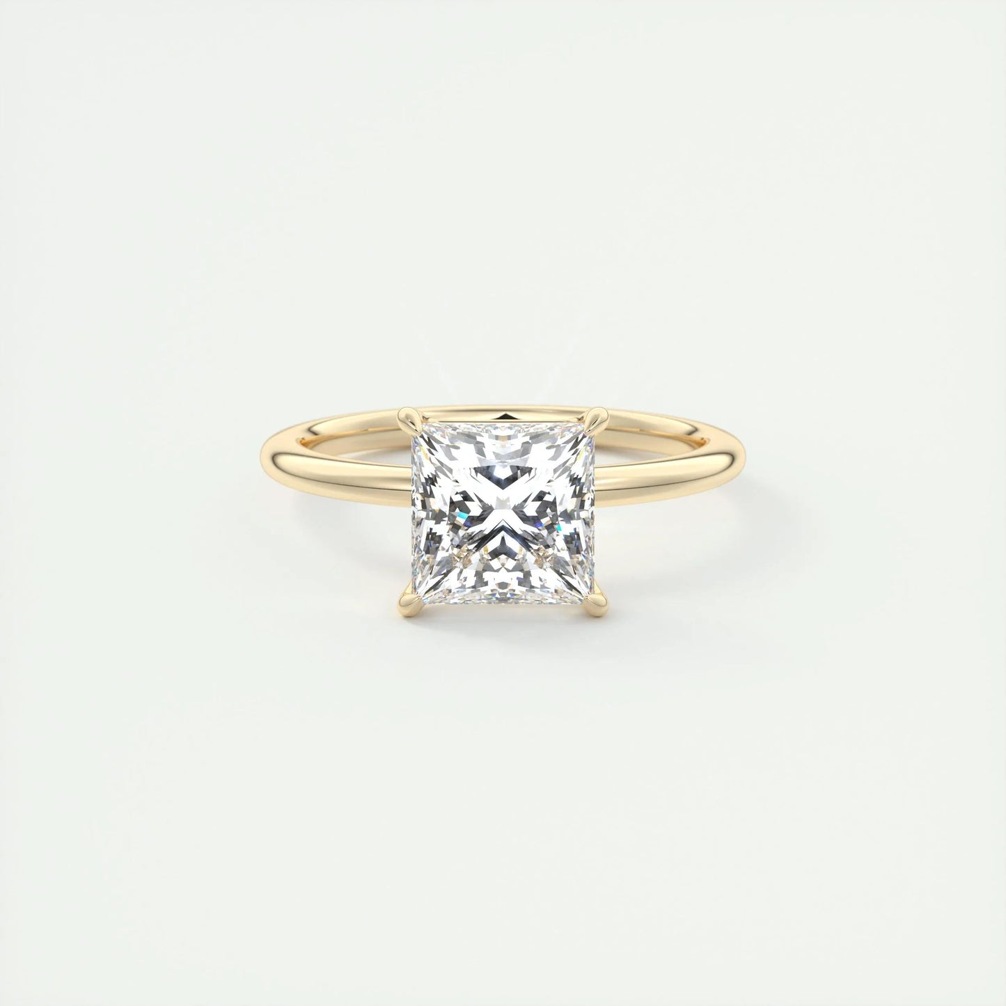 2.08 CT Princess Cut Solitaire Moissanite Engagement Ring
