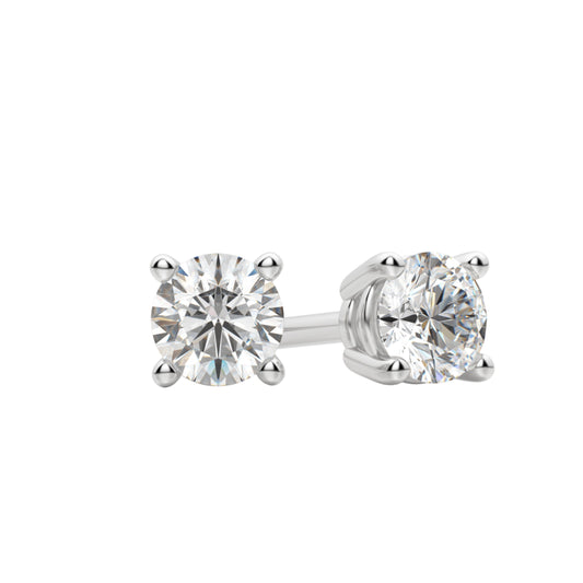 0.50 TCW-1.0 TCW Round Cut Moissanite Solitaire Stud Earrings