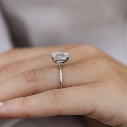 2.6 CT Emerald Solitaire Lab Grown Diamond Engagement Ring
