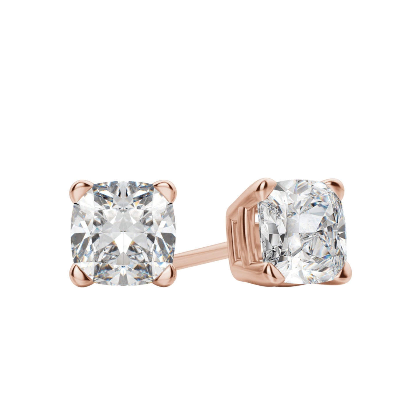 0.50 TCW-1.0 TCW Cushion Cut Moissanite Solitaire Stud Earrings