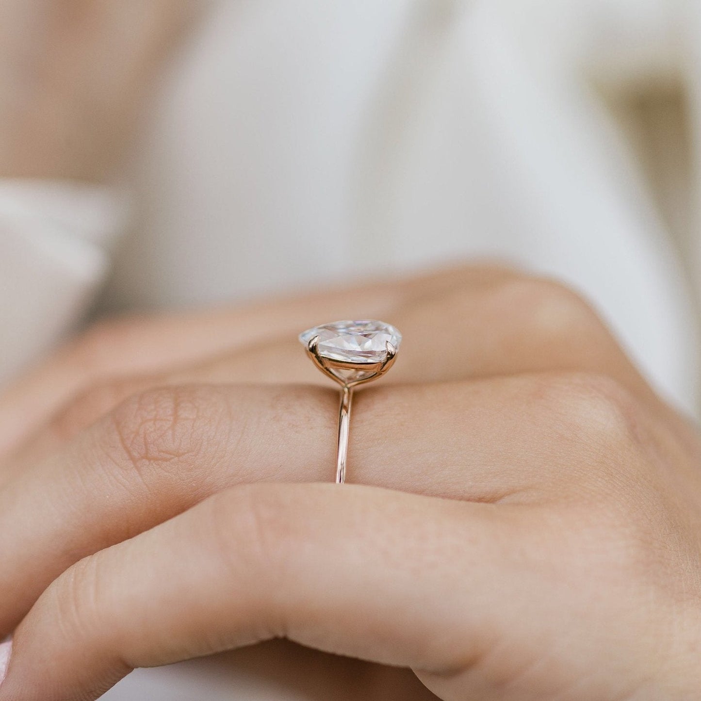 2 CT Pear Solitaire Lab Grown Diamond Engagement Ring