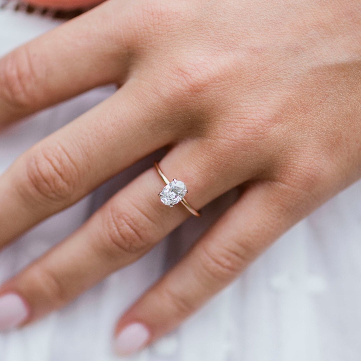 1.33 CT Oval Hidden Halo Lab Grown Diamond Engagement Ring