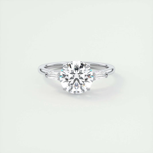 2.0 CT Round Cut Three Stone Moissanite Engagement Ring
