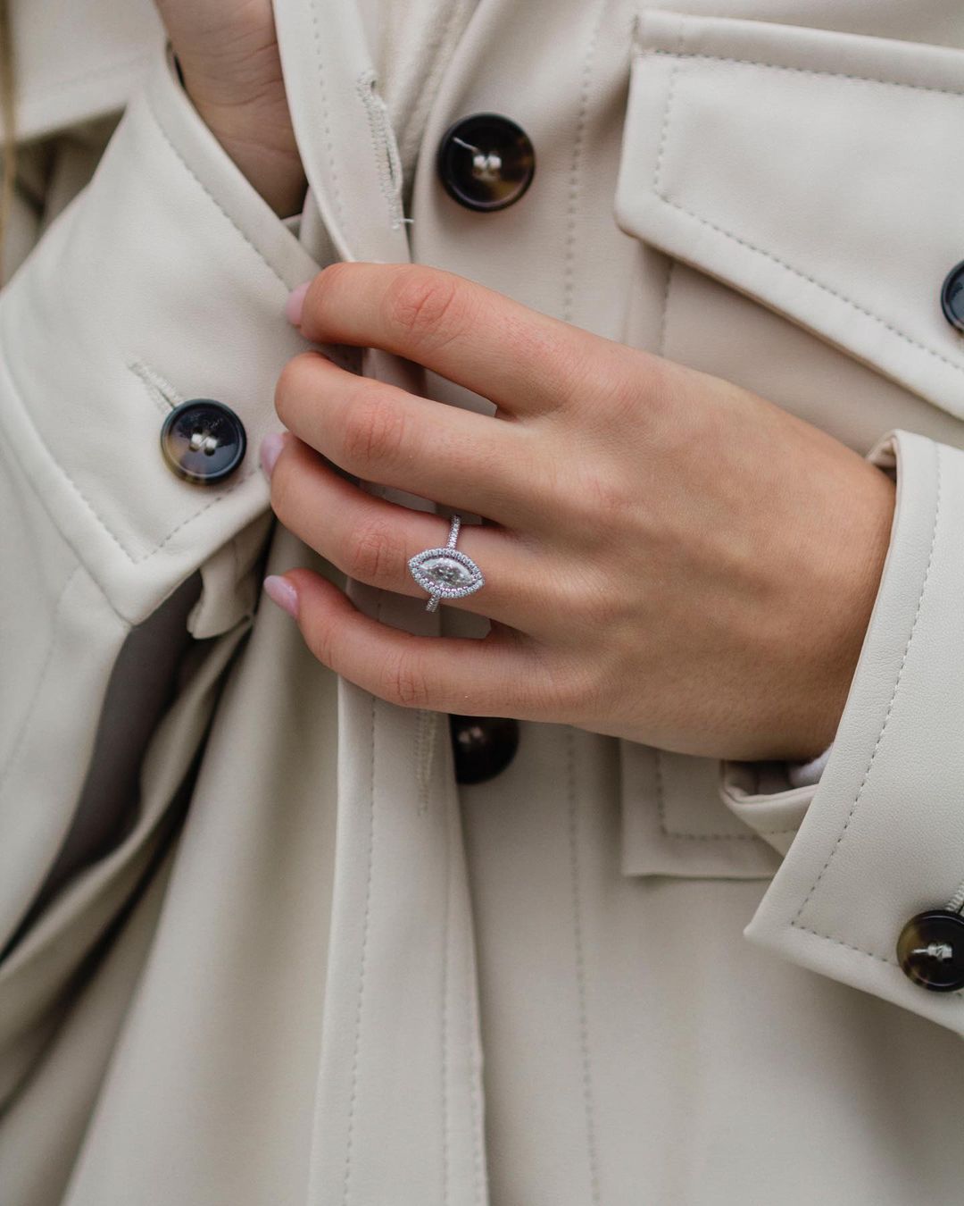 1.80 CT Marquise Double Halo Moissanite Engagement Ring