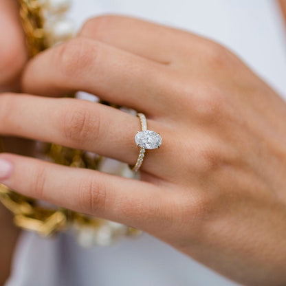 1.85 CT Oval Pave Lab Grown Diamond Engagement Ring