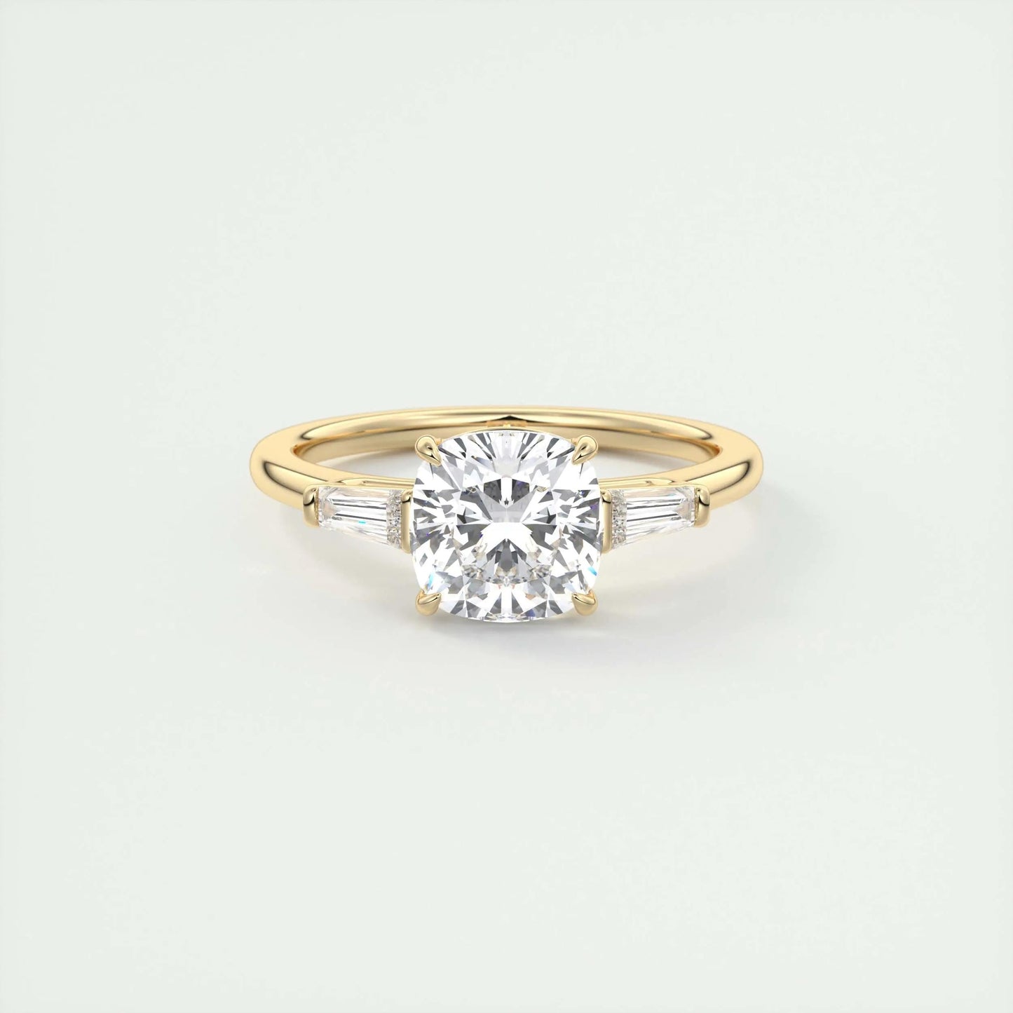 2.15 CT Cushion Cut Three Stone Moissanite Engagement Ring
