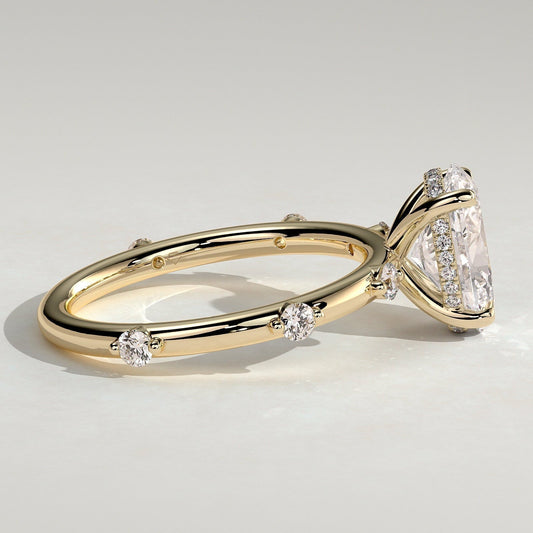 Oval Dainty Pave Lab Grown Diamond Engagement Ring