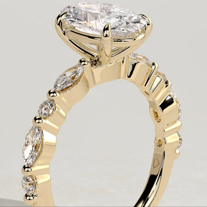 Oval Pave Lab Grown Diamond Engagement Ring