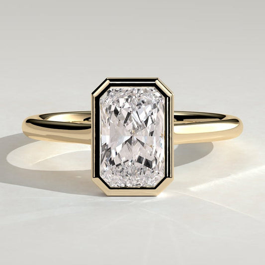 Radiant Bezel Solitaire Lab Grown Diamond Engagement Ring