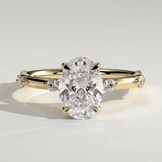 Oval Dainty Pave Lab Grown Diamond Engagement Ring