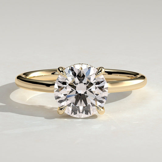 Round Hidden Halo Lab Grown Diamond Engagement Ring
