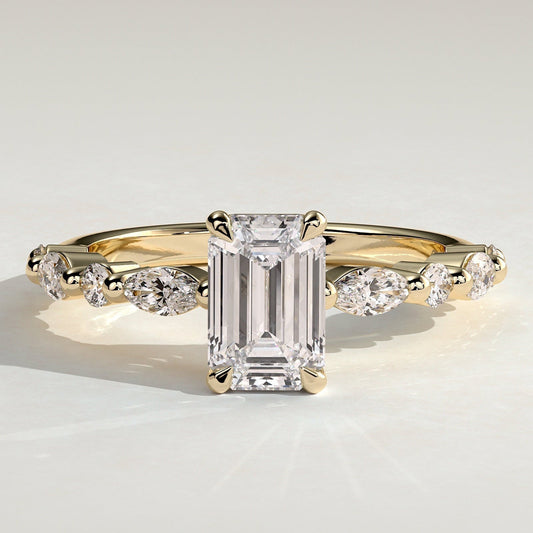 Emerald Pave Lab Grown Diamond Engagement Ring