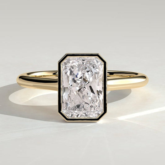 Radiant Bezel Solitaire Lab Grown Diamond Engagement Ring