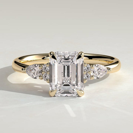 Emerald Cluster Lab Grown Diamond Engagement Ring