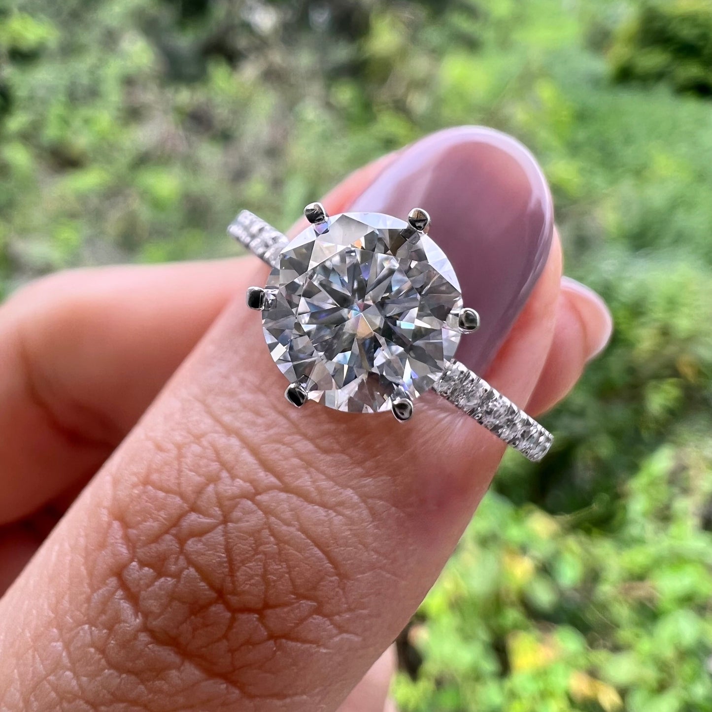 1.85 CT Round Cut Solitaire Pave Moissanite Engagement Ring