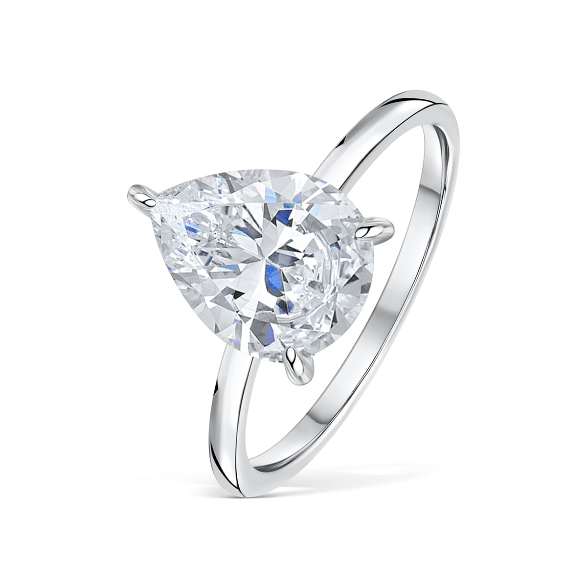 1.33 CT Pear Solitaire Moissanite Engagement Ring With Hidden Halo Setting