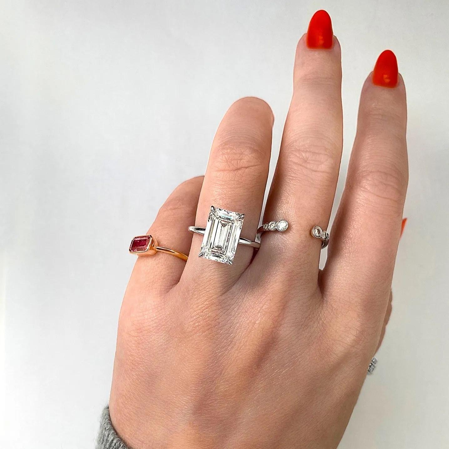 1.91 CT Emerald Cut Solitaire Moissanite Engagement Ring