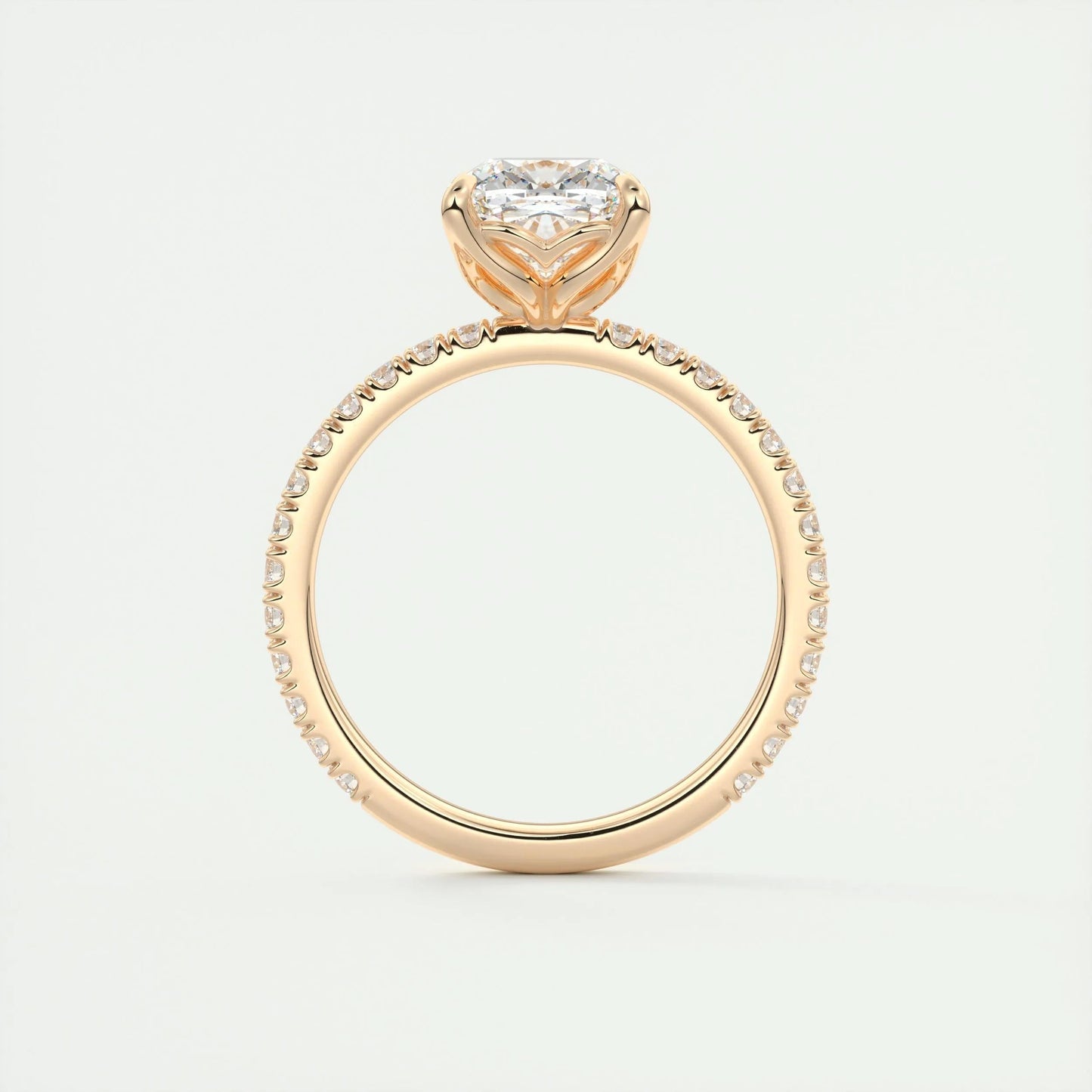 2.15 CT Cushion Cut Solitaire Pave Moissanite Engagement Ring