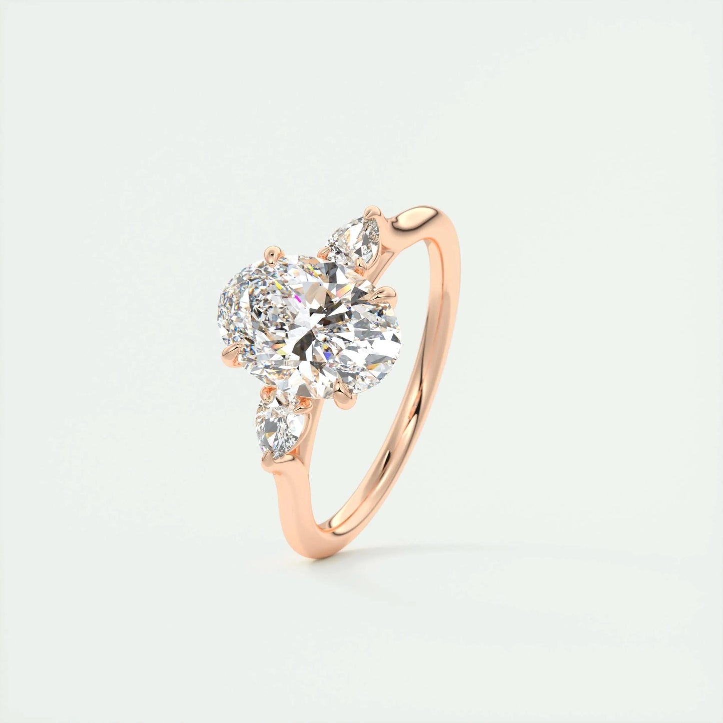 1.91 CT Oval Cut Three Stone Moissanite Engagement Ring