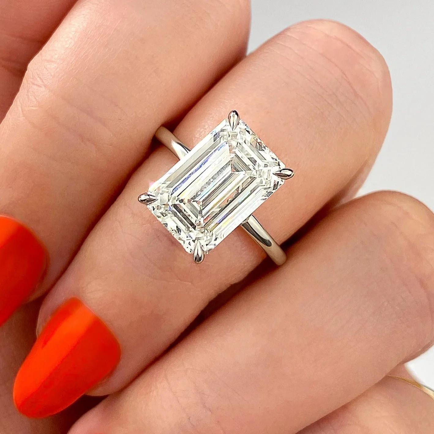 1.91 CT Emerald Cut Solitaire Moissanite Engagement Ring