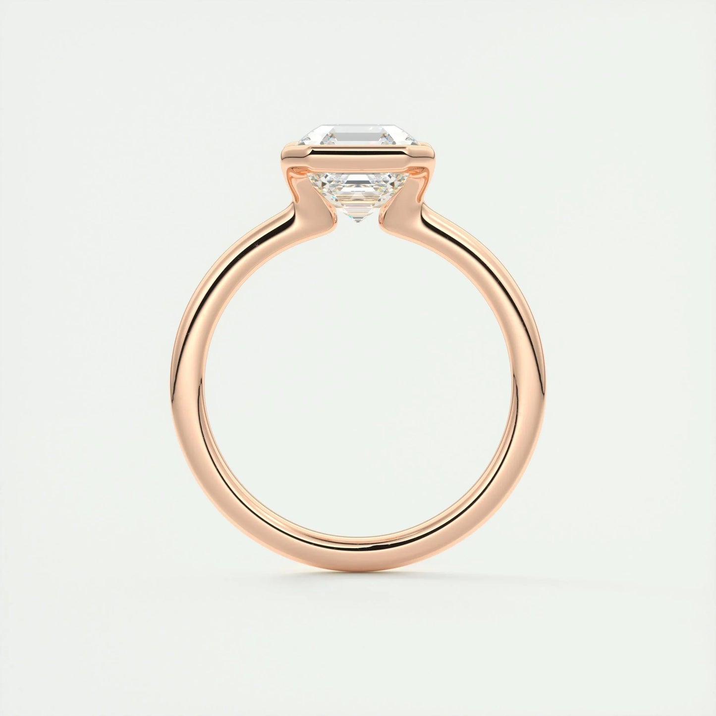 2.03 CT Asscher Half Bezel Solitaire Moissanite Engagement Ring