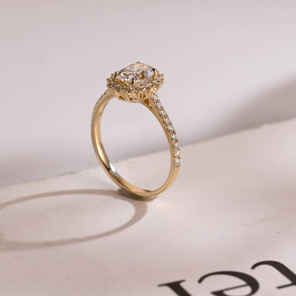 Stunning 1.0 - 2.0 CT Oval Moissanite Engagement Ring with Pave & Halo Design 5