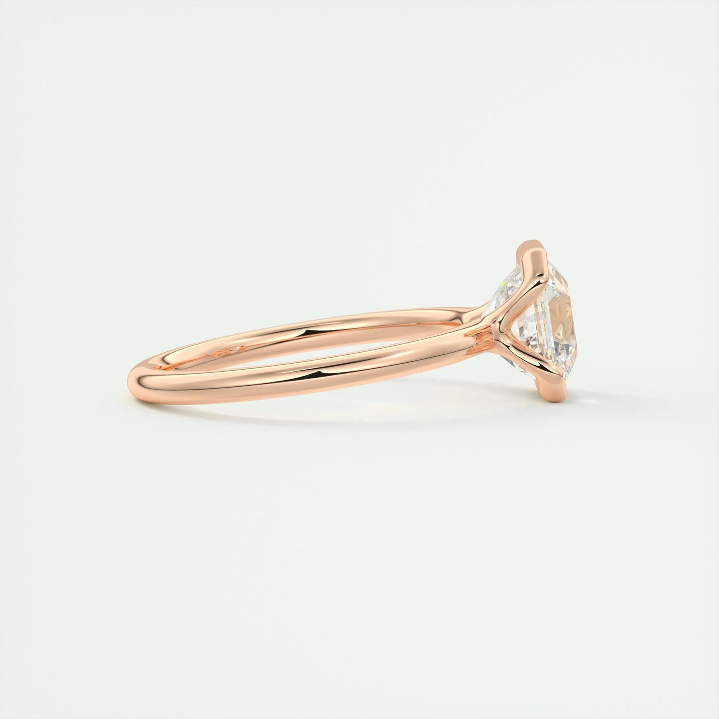 2.03 CT Asscher Half Bezel Solitaire Moissanite Engagement Ring