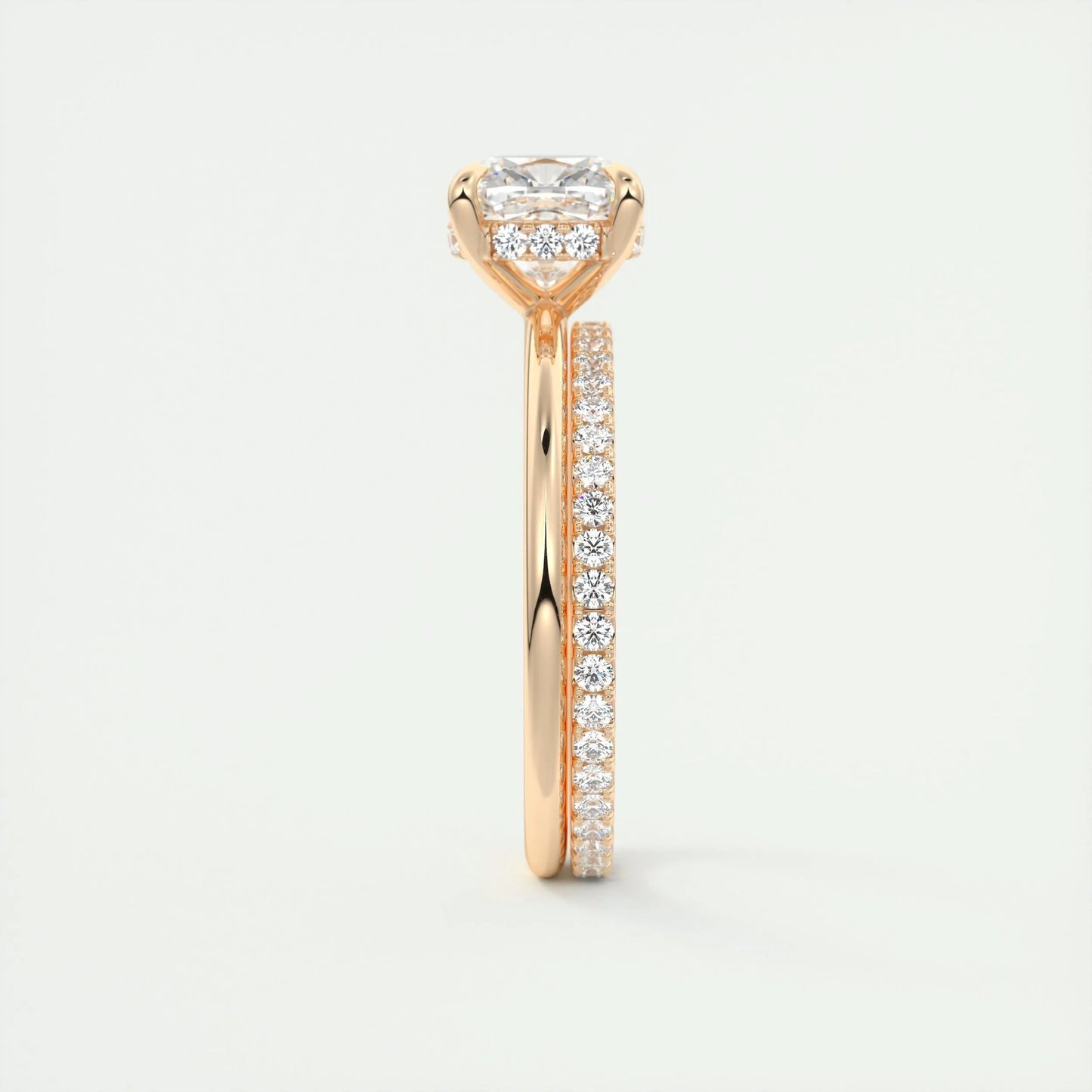 2.15 CT Cushion Solitaire Hidden Halo Moissanite Engagement Ring