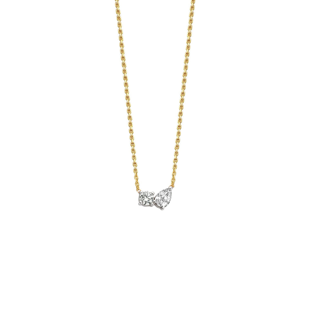 0.42 TCW Round & Pear Shape Moissanite Two Stone Necklace