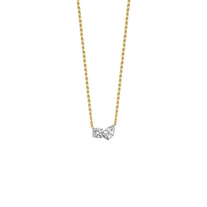 0.42 TCW Round & Pear Shape Moissanite Two Stone Necklace