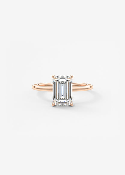 Emerald Hidden Halo Lab Grown Diamond Engagement Ring