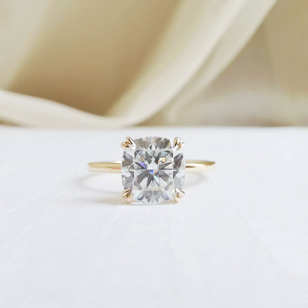 1.60 CT Cushion Shaped Moissanite Solitaire Engagement Ring