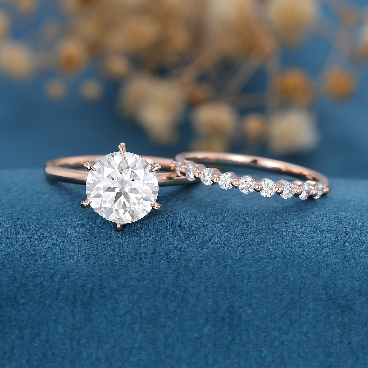 1.90 CT Round Shaped Moissanite Solitaire Bridal Set