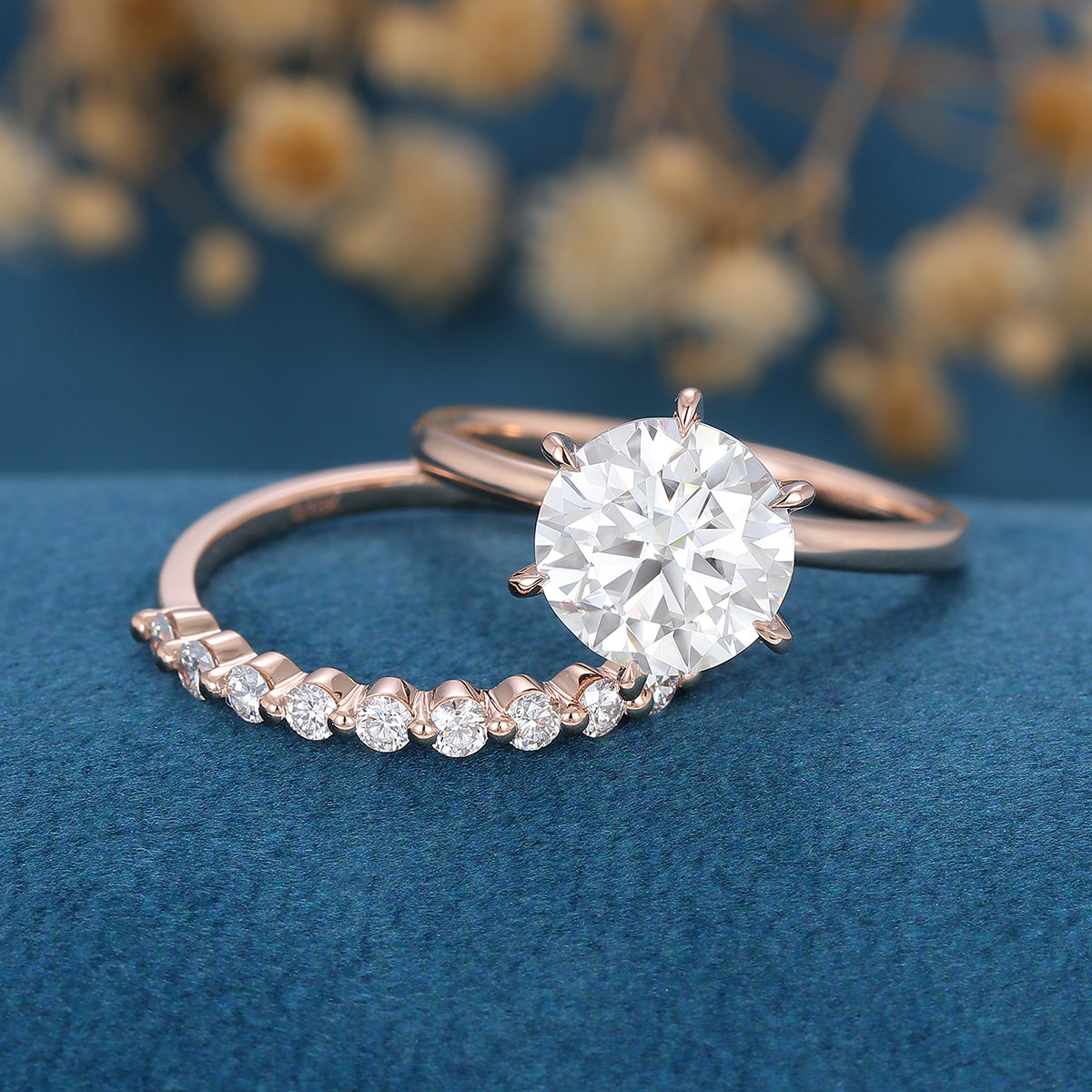 1.90 CT Round Shaped Moissanite Solitaire Bridal Set