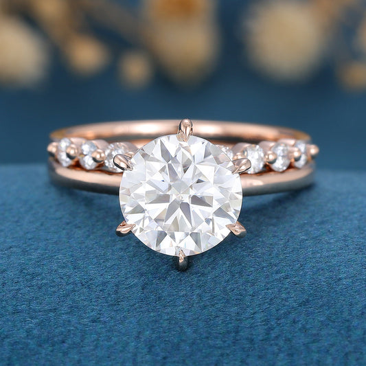 1.90 CT Round Shaped Moissanite Solitaire Bridal Set