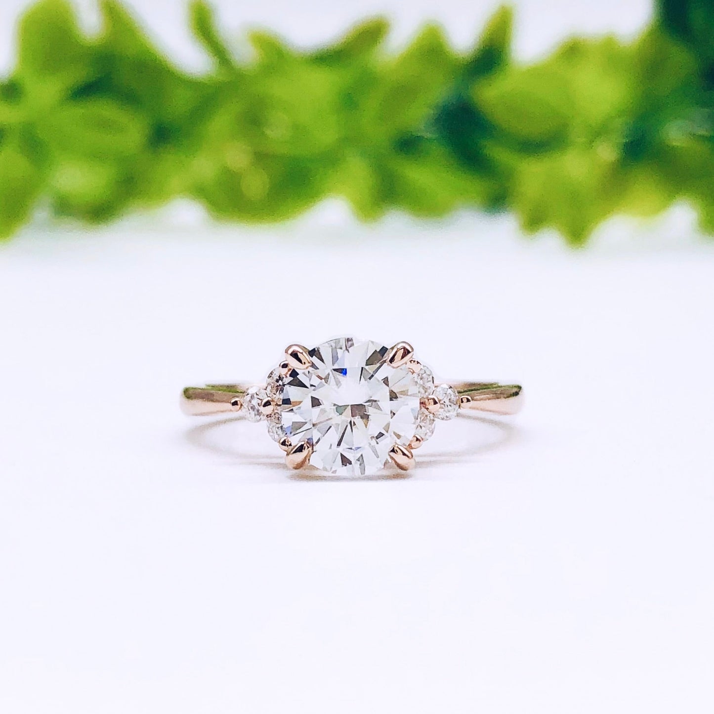 2.65 CT Round Cut Cluster Moissanite Engagement Ring