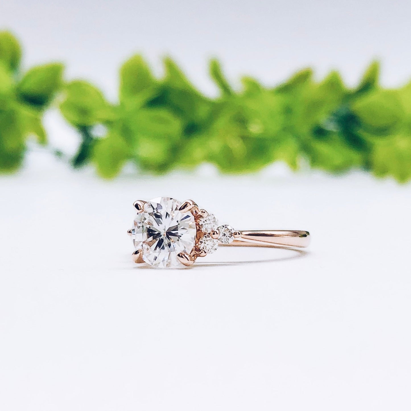 2.65 CT Round Cut Cluster Moissanite Engagement Ring