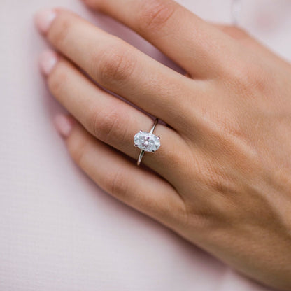 2.1 CT Oval Hidden Halo Lab Grown Diamond Engagement Ring