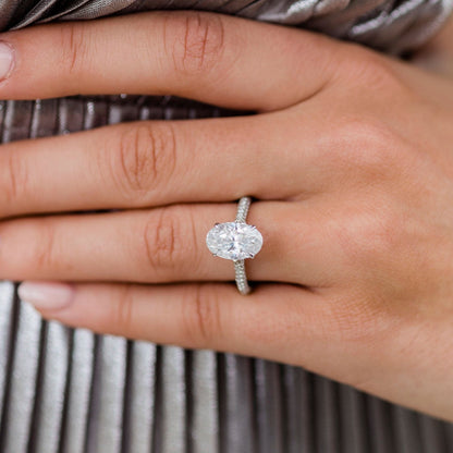 3.4 CT Oval Pave Lab Grown Diamond Engagement Ring